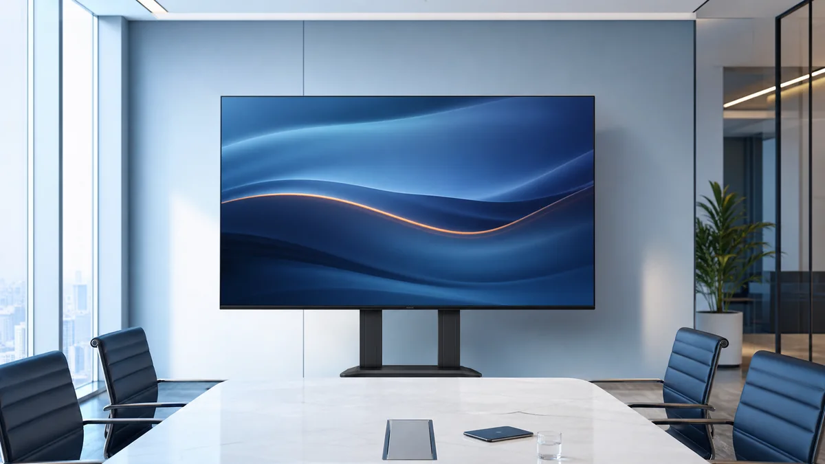 All-in-one fine-pitch LED conference display in an executive meeting room