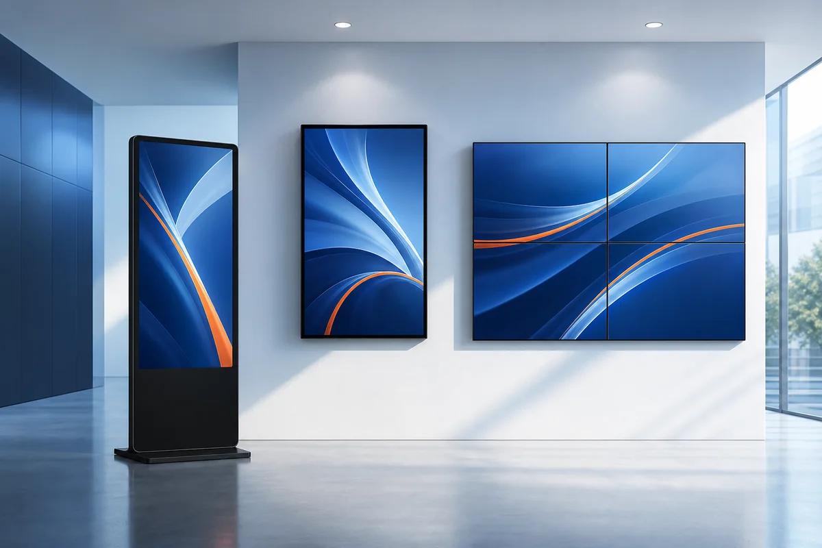 Floor-standing, wall-mounted and video-wall LCD advertising displays