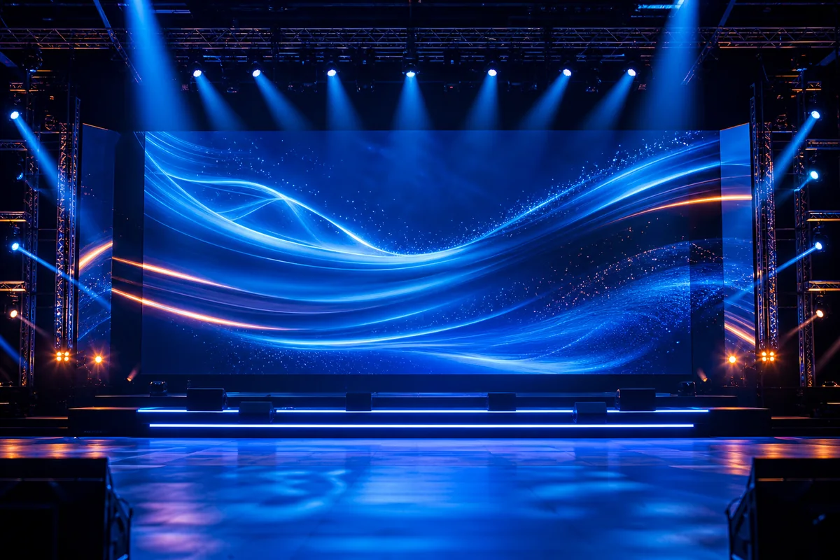 Modular rental LED wall installed on a professional event stage